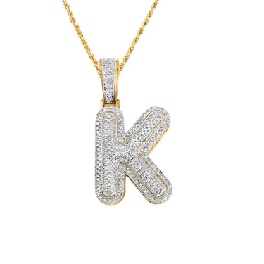yellow diamond letter k pendant